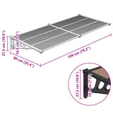 Door Canopy Black 199x90 cm Polycarbonate