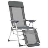 Folding Camping Chairs with Footrests 2 pcs Grey Textilene