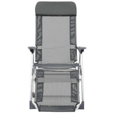 Folding Camping Chairs with Footrests 2 pcs Grey Textilene