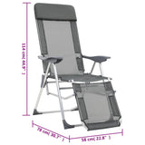 Folding Camping Chairs with Footrests 2 pcs Grey Textilene