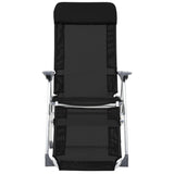 Folding Camping Chairs with Footrests 2 pcs Black Textilene