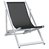 Folding Beach Chairs 2 pcs Black Aluminium and Textilene