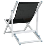 Folding Beach Chairs 2 pcs Black Aluminium and Textilene