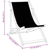 Folding Beach Chairs 2 pcs Black Aluminium and Textilene