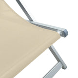 Folding Beach Chairs 2 pcs Cream Aluminium and Textilene