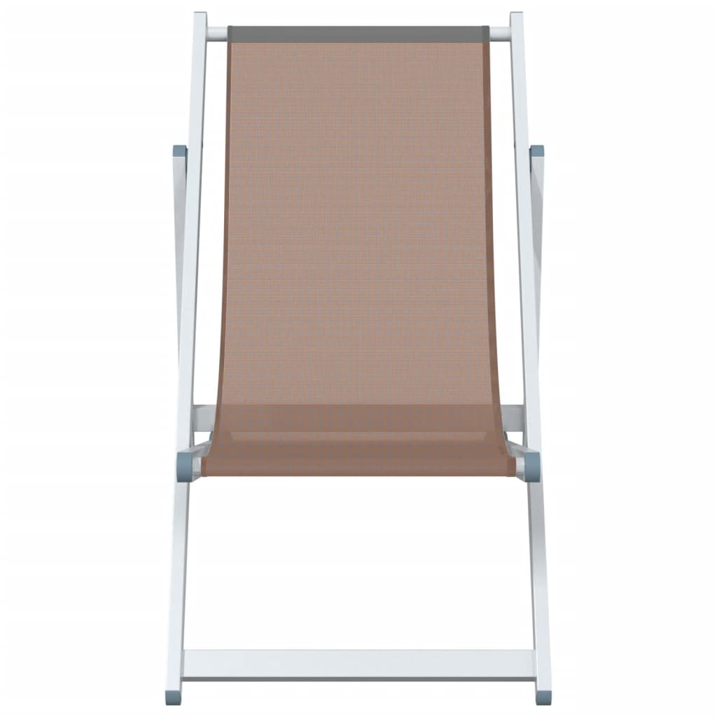 Folding Beach Chairs 2 pcs Brown Aluminium and Textilene