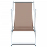 Folding Beach Chairs 2 pcs Brown Aluminium and Textilene