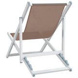 Folding Beach Chairs 2 pcs Brown Aluminium and Textilene