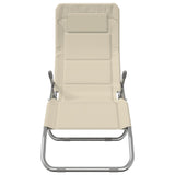 Folding Sun Loungers 2 pcs Cream Textilene&Powder-coated Steel