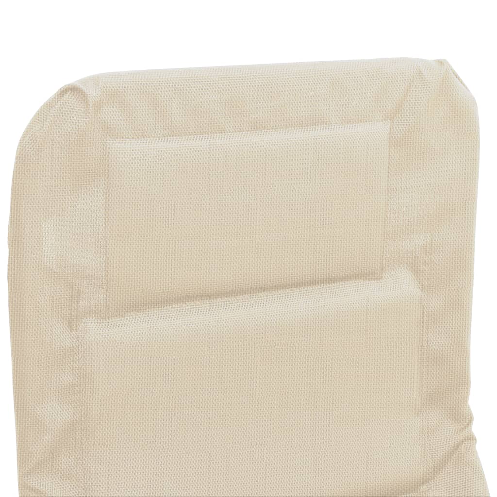 Folding Sun Loungers 2 pcs Cream Textilene&Powder-coated Steel