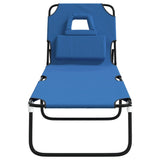 Folding Sun Lounger Blue Oxford Fabric&Powder-coated Steel