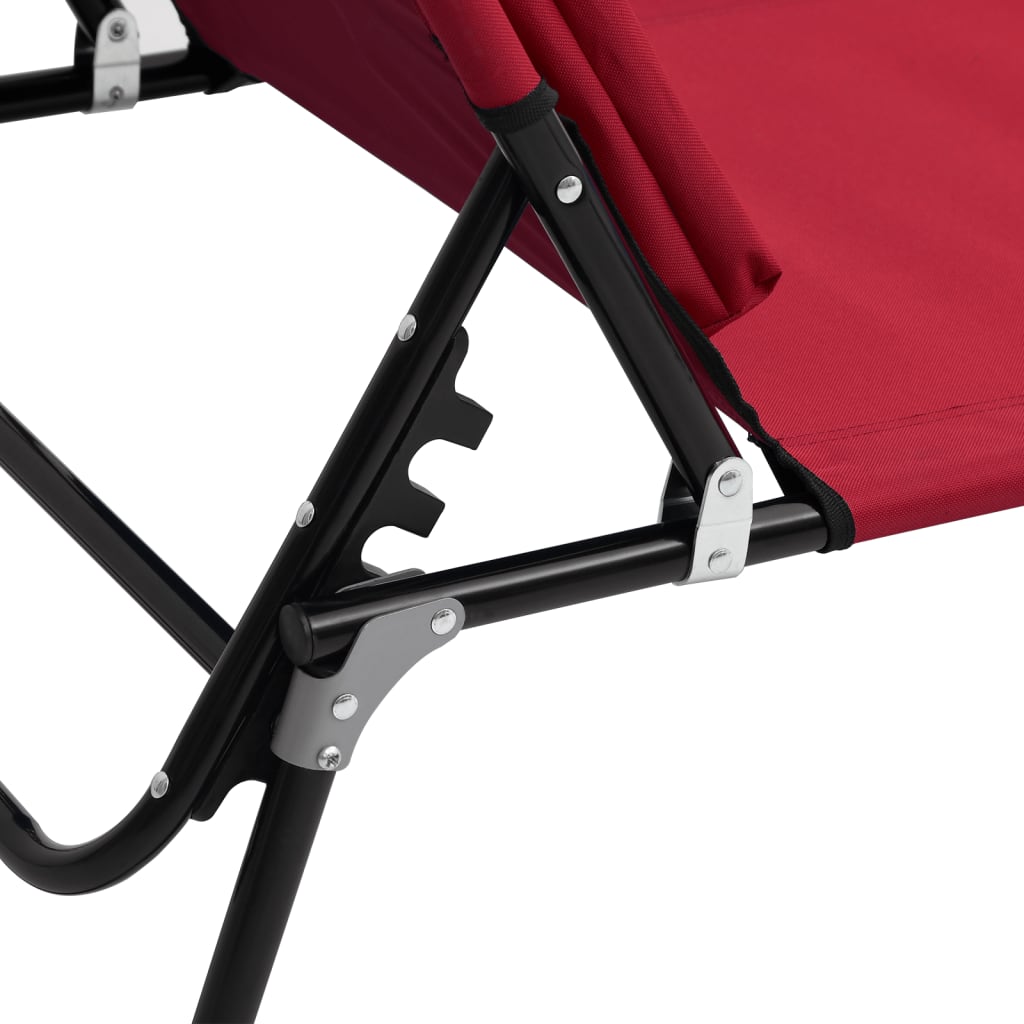 Folding Sun Lounger Red Oxford Fabric&Powder-coated Steel