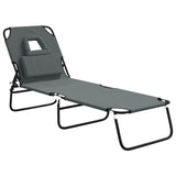 Folding Sun Lounger Grey Oxford Fabric&Powder-coated Steel