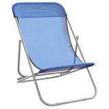 Folding Beach Chairs 2 pcs Blue Textilene&Powder-coated Steel