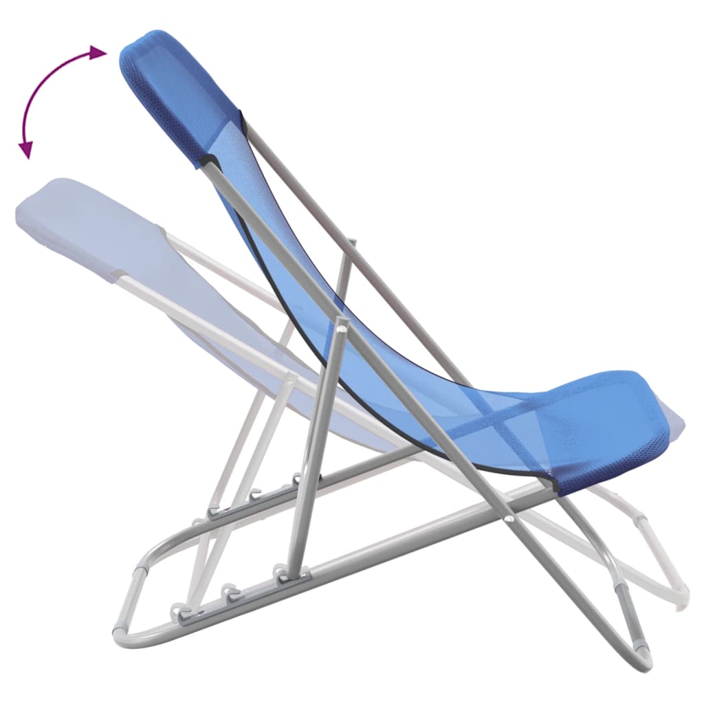 Folding Beach Chairs 2 pcs Blue Textilene&Powder-coated Steel