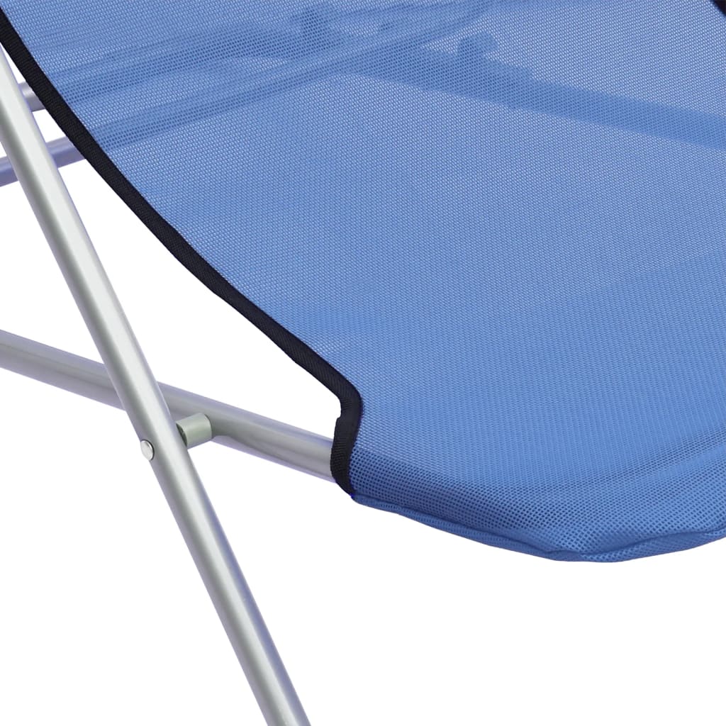 Folding Beach Chairs 2 pcs Blue Textilene&Powder-coated Steel