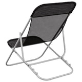 Folding Beach Chairs 2 pcs Black Textilene&Powder-coated Steel