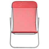 Folding Beach Chairs 2 pcs Red Textilene&Powder-coated Steel