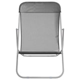 Folding Beach Chairs 2 pcs Grey Textilene&Powder-coated Steel