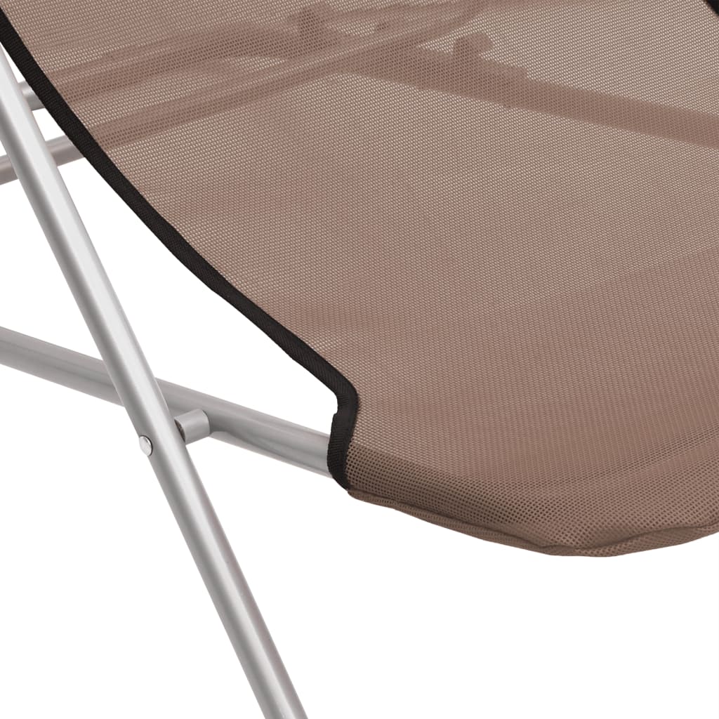 Folding Beach Chairs 2 pcs Brown Textilene&Powder-coated Steel