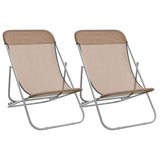 Folding Beach Chairs 2 pcs Taupe Textilene&Powder-coated Steel