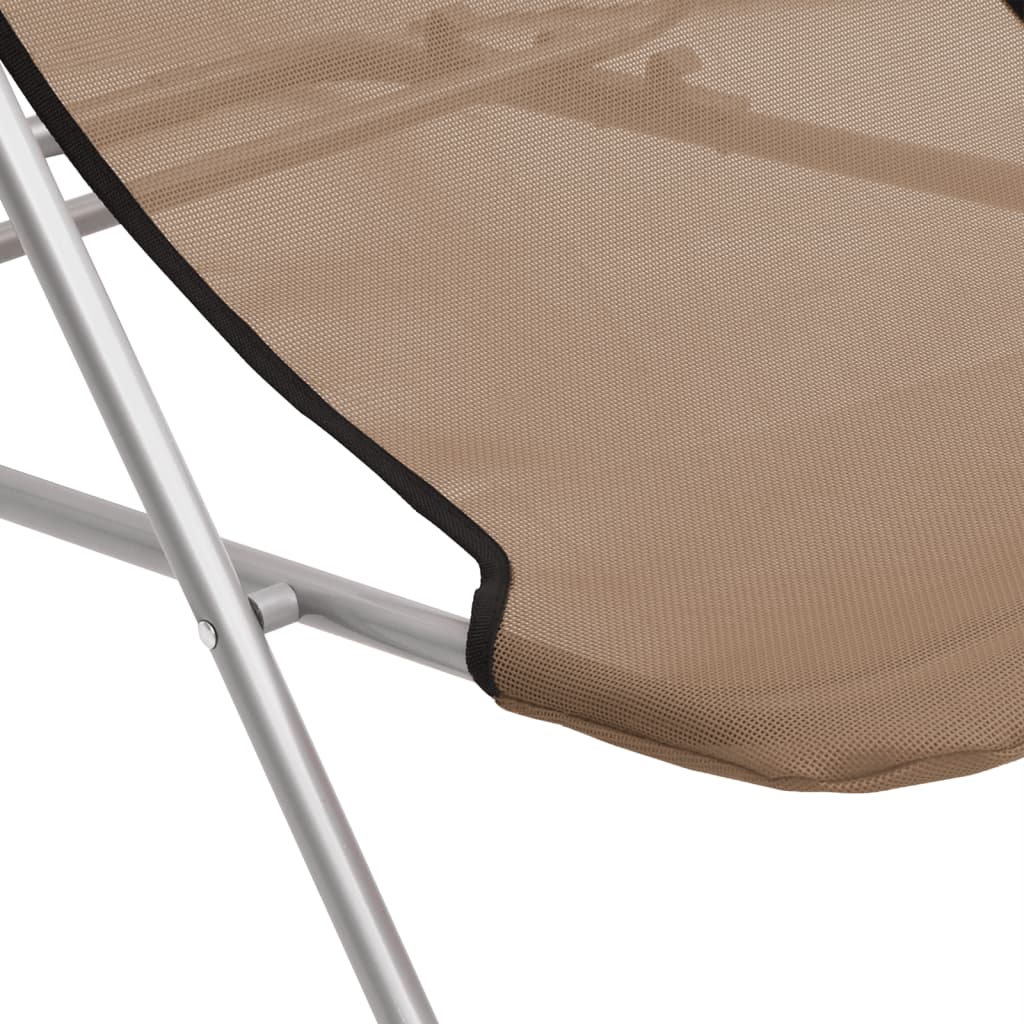 Folding Beach Chairs 2 pcs Taupe Textilene&Powder-coated Steel