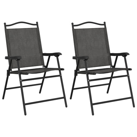 Folding Garden Chairs 2 pcs Melange Grey Steel and Textilene