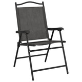 Folding Garden Chairs 2 pcs Melange Grey Steel and Textilene