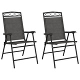 Folding Garden Chairs 2 pcs Melange Grey Steel and Textilene