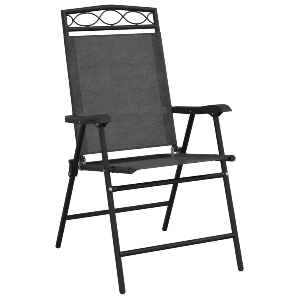 Folding Garden Chairs 2 pcs Melange Grey Steel and Textilene