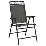 Folding Garden Chairs 2 pcs Melange Grey Steel and Textilene