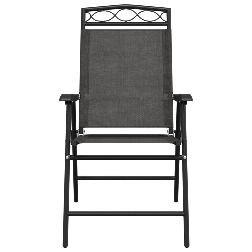 Folding Garden Chairs 2 pcs Melange Grey Steel and Textilene