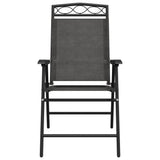 Folding Garden Chairs 2 pcs Melange Grey Steel and Textilene