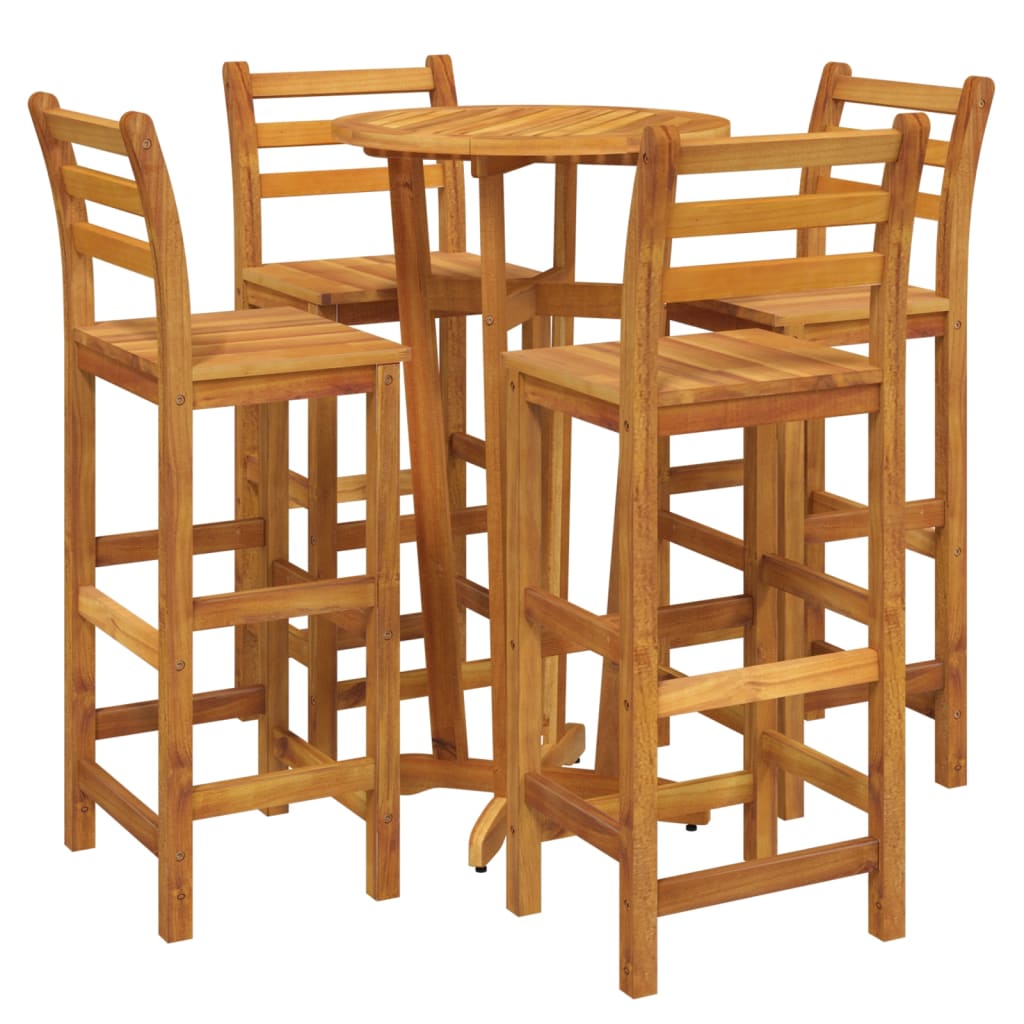 5 Piece Garden Bar Set Solid Wood  Acacia