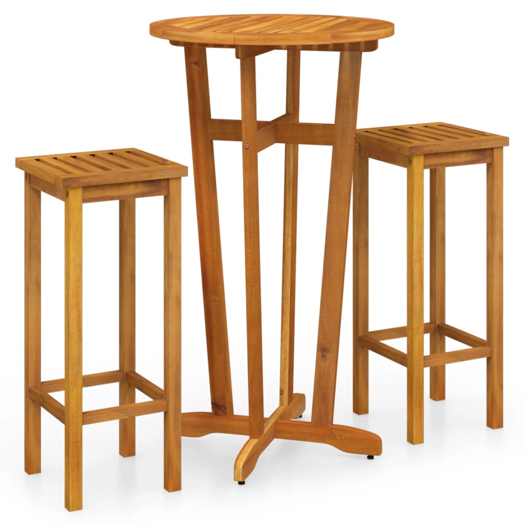 3 Piece Garden Bar Set Solid Wood  Acacia