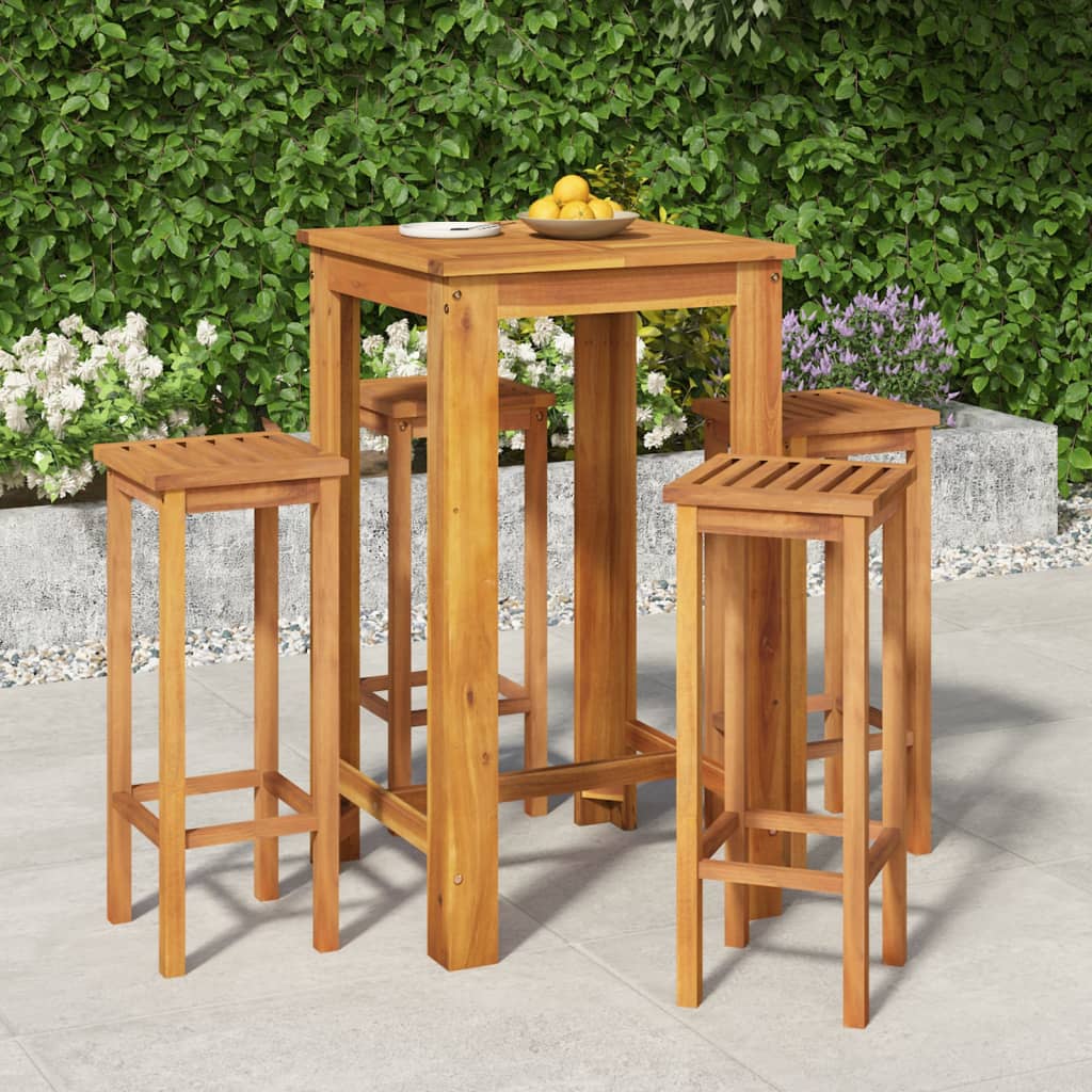 5 Piece Garden Bar Set Solid Wood  Acacia