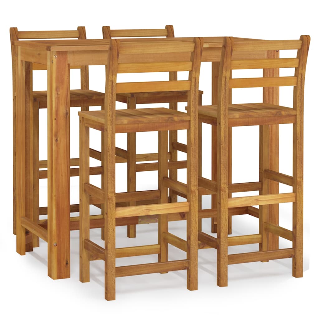 5 Piece Garden Bar Set Solid Wood  Acacia