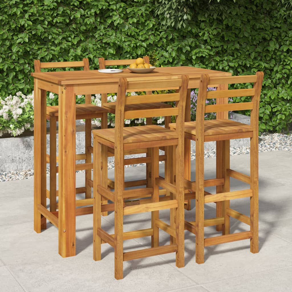 5 Piece Garden Bar Set Solid Wood  Acacia