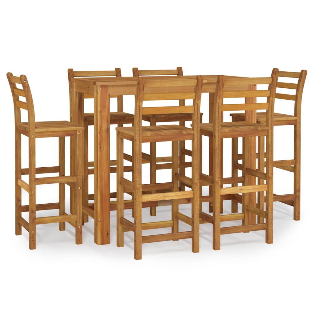 7 Piece Garden Bar Set Solid Wood  Acacia