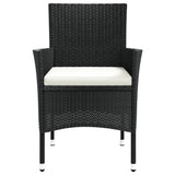 Garden Chairs with Cushions 2 pcs Black Poly Rattan