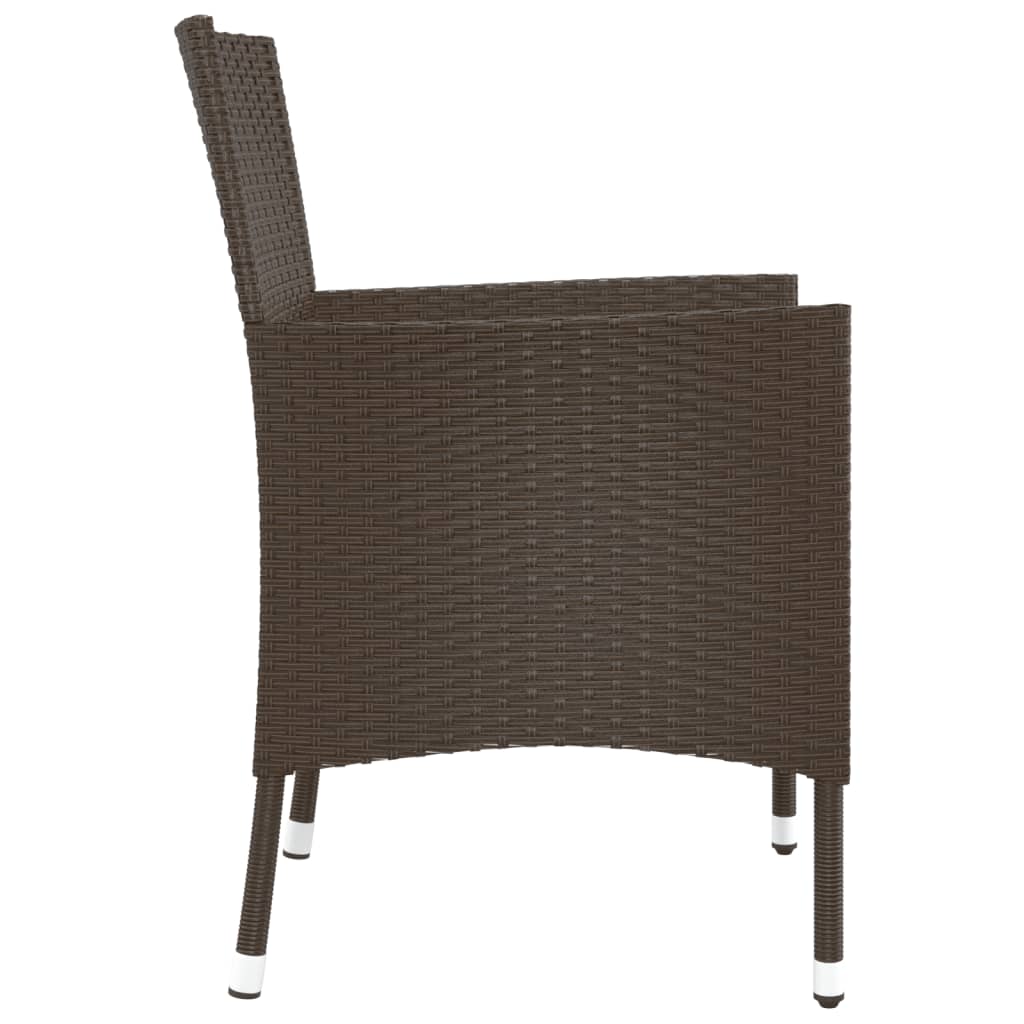 Garden Chairs with Cushions 4 pcs Brown Poly Rattan