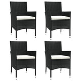 Garden Chairs with Cushions 4 pcs Black Poly Rattan