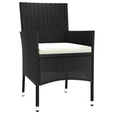 Garden Chairs with Cushions 4 pcs Black Poly Rattan