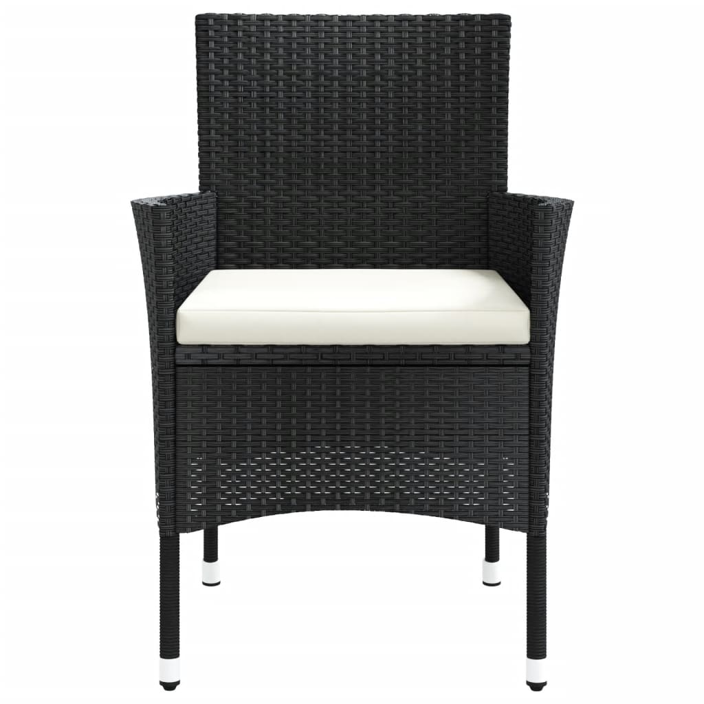 Garden Chairs with Cushions 4 pcs Black Poly Rattan