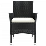 Garden Chairs with Cushions 4 pcs Black Poly Rattan