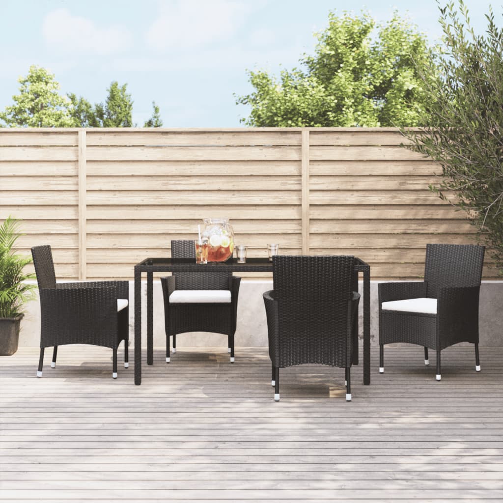 Garden Chairs with Cushions 4 pcs Black Poly Rattan