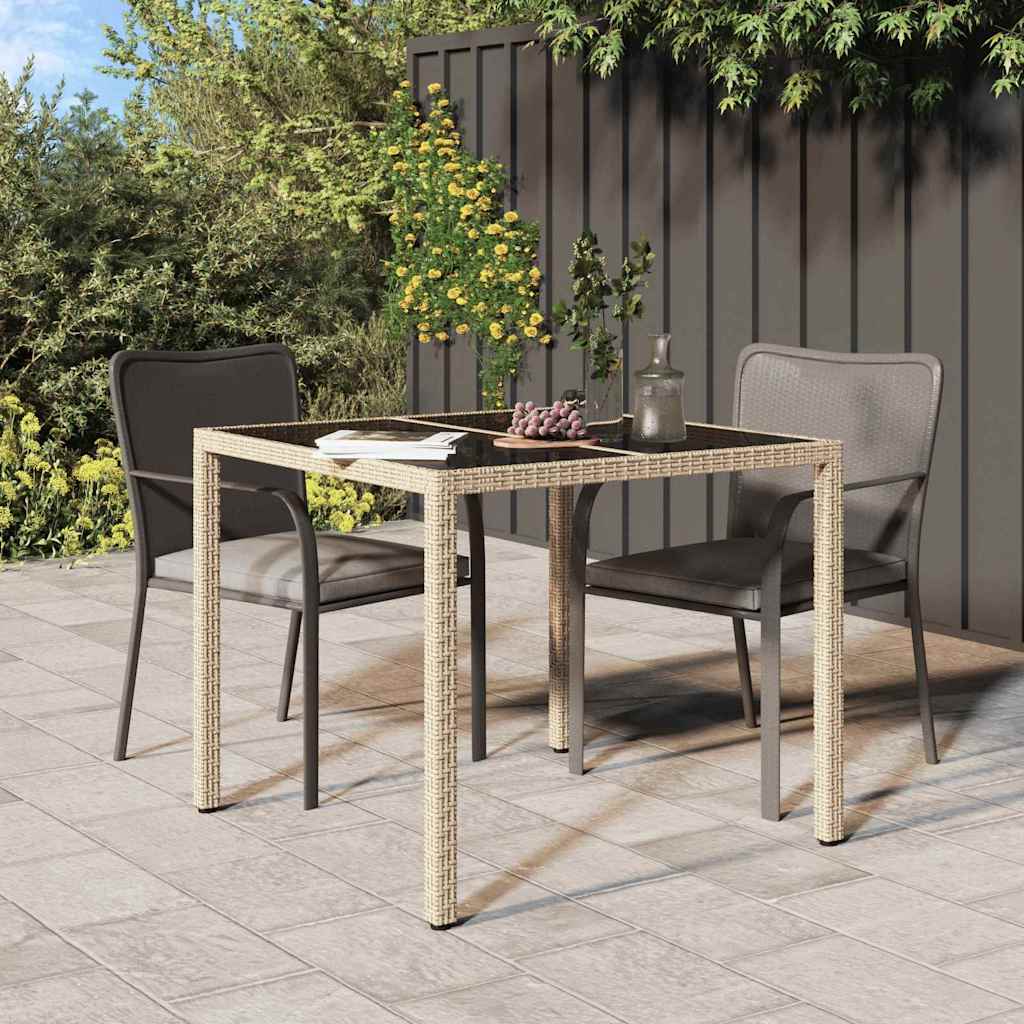 Garden Dining Table Beige 90 x 90 x 75 cm Poly rattan