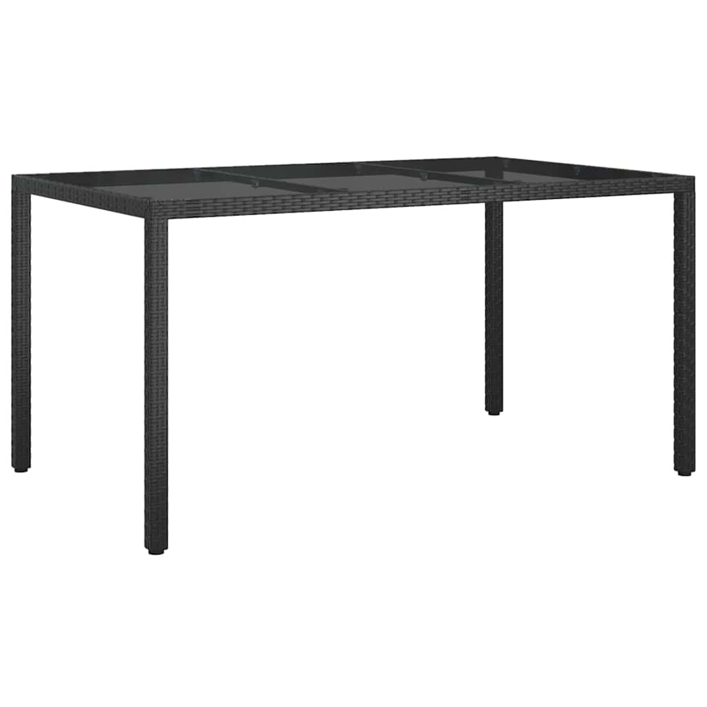 Garden Dining Table Black 150 x 90 x 75 cm Poly rattan