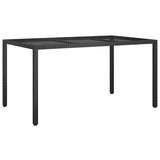 Garden Dining Table Black 150 x 90 x 75 cm Poly rattan