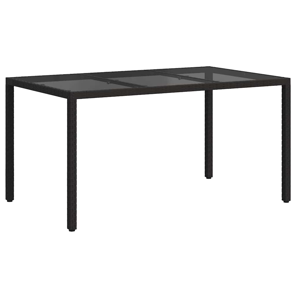 Garden Dining Table Black 150 x 90 x 75 cm Poly rattan